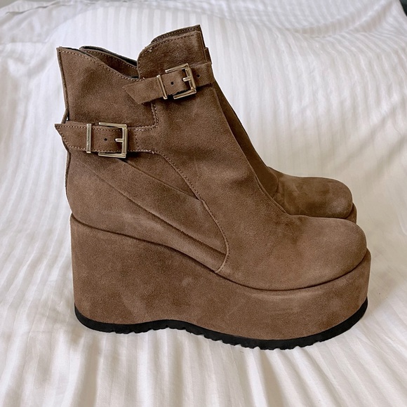 NWT Free People Sabrina Platform Suede Leather Ankle Boot Brown size 10 - Picture 8 of 14
